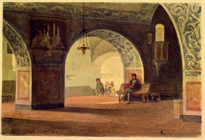 Dibuix - Interior de l’església de Santa Maria del Coll (Barcelona) -