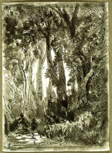 Dibuix - Bosc amb dues figures -