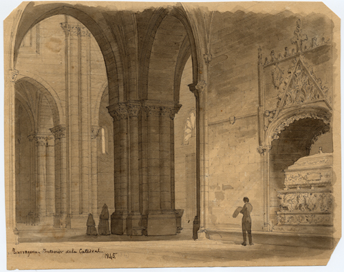 Dibuix - Interior de la catedral de Tarragona -