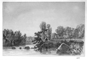 Dibuix - Ribera d’un riu -