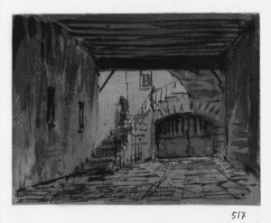 Dibuix - Pati interior amb escales (Barcelona?) -