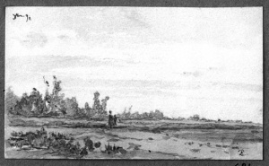 Dibuix - Paisatge amb dues figures -