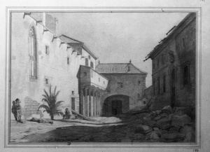 Dibuix - Pati del convent de Santa Maria de Jonqueres (Barcelona) -