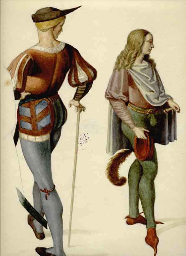 Dibuix - Còpia de dues figures de l\'escena \"Enea Piccolomini coronat de llorer per Frederic III\", de Pinturicchio (fresc de la Llibreria Piccolomini de la catedral de Siena)