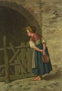 Pintura - Noia mirant-se un corral -