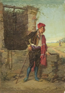 Pintura - Pagès al brocal d’un pou a Horta -