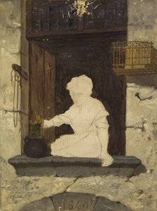 Pintura - Dona a la finestra -
