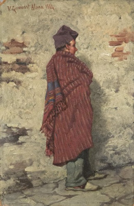 Pintura - Pagès recolzat a la paret -